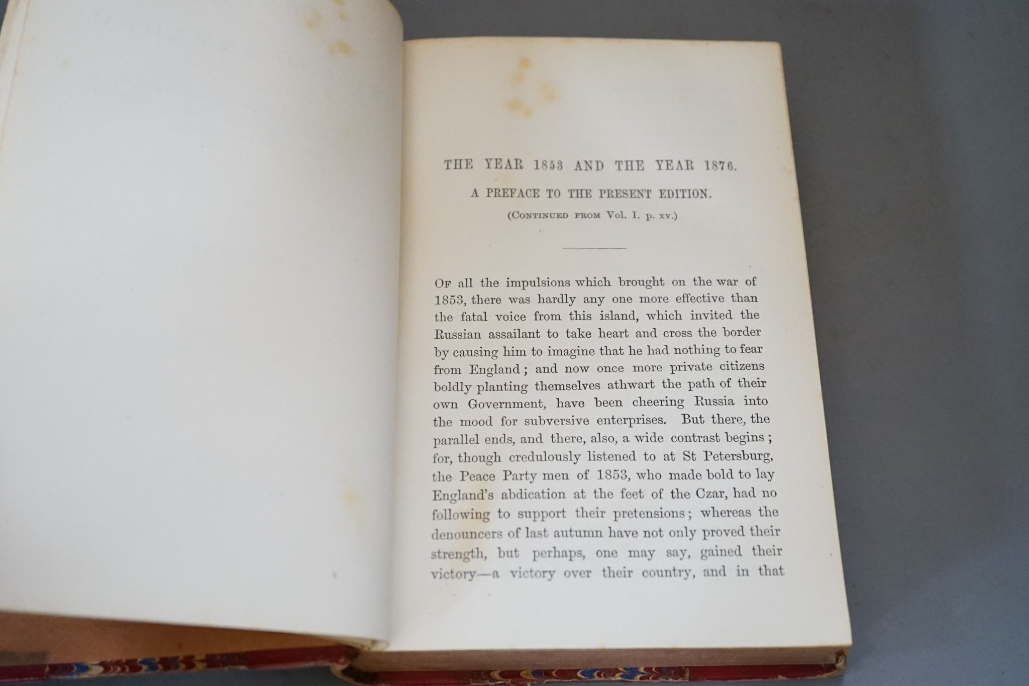 Kinglake, A.W. - The Invasion of the Crimea ... Cabinet Edition, 6 vols, numerous maps and plans (some coloured and folded), half titles; contemp. red half calf and marbled boards, gilt-panelled spines,cr.8vo. 1877